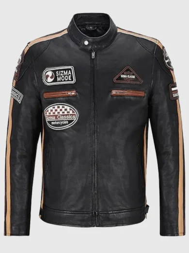Men's Black Cafe Racer Style Leather Jacket