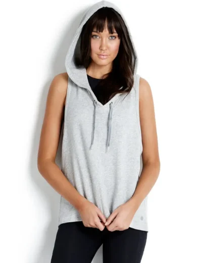 Seafolly Solid Grey Active Cross Back Hoodie