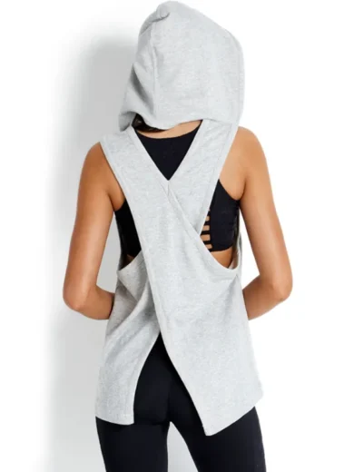 Seafolly Solid Grey Active Cross Back Hoodie