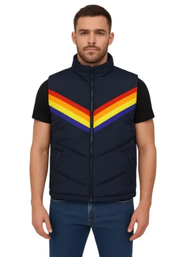 70s Men’s Blue Puffer Vest front