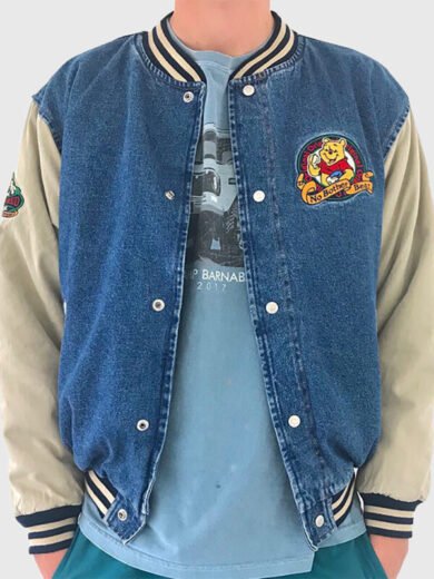 90s Xxxtentacion Winnie the Pooh Varsity Denim Jacket