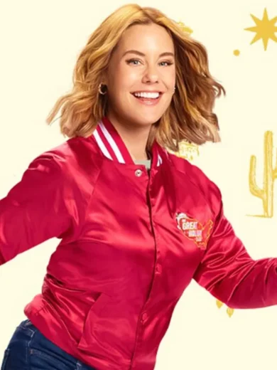 Ashley Williams Jingle Bell Run 2024 Red Bomber Jacket