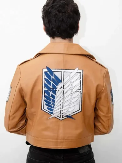 Mens Attack on Titan Brown Leather Jacket