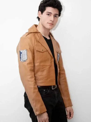 Mens Attack on Titan Brown Leather Jacket