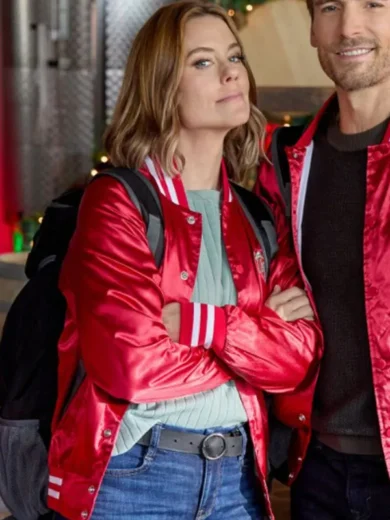 Ashley Williams Jingle Bell Run 2024 Red Bomber Jacket