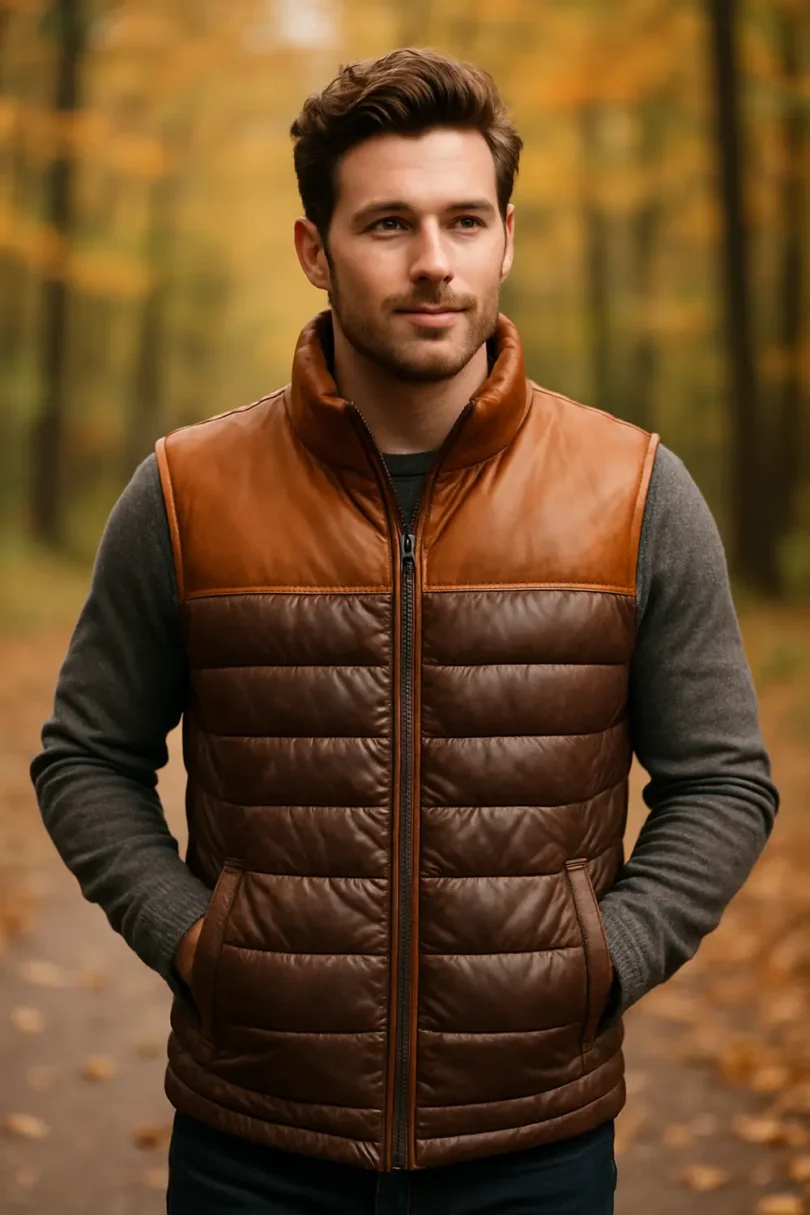Bridger Leather Down Vest front