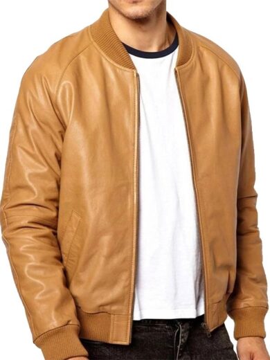 Casual Tan Brown Bomber Jacket