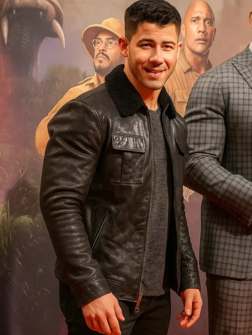 Nick Jonas Jumanji 3 Brown Leather Jacket