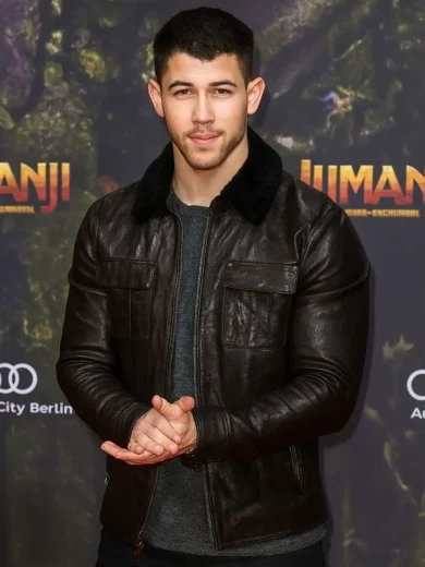 Nick Jonas Jumanji 3 Brown Leather Jacket