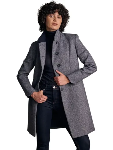 Isabella Tweed Coat - Denim Herringbone