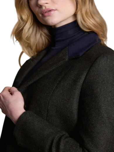 Isabella Tweed Coat - Green Herringbone 2-Photoroom