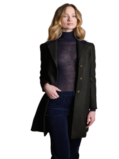 Isabella Tweed Coat - Green Herringbone 3-Photoroom