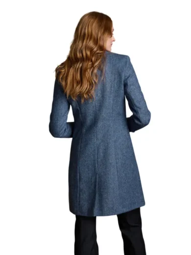 Isabella Tweed Coat - Light Blue Herringbone 3