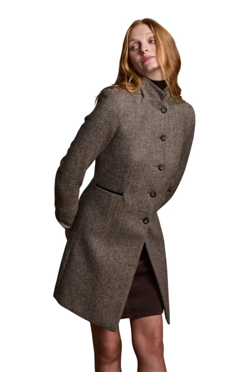 Isabella Tweed Coat - Light Tan Herringbone