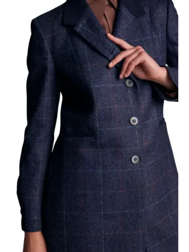 Isabella Tweed Coat - Navy Windowpane 2