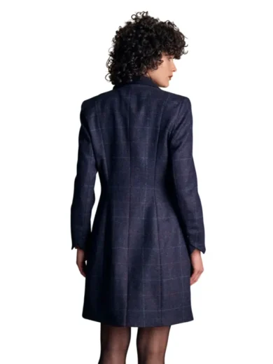 Isabella Tweed Coat - Navy Windowpane 3