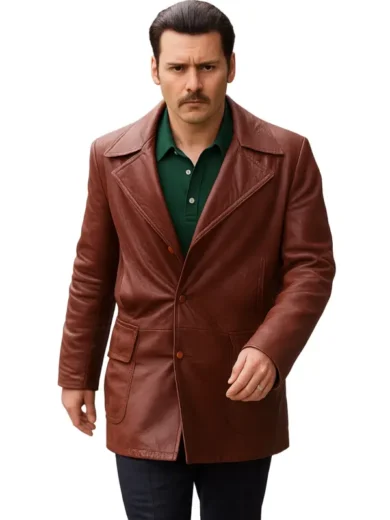 Johnny Depp Donnie Brasco Maroon Leather Blazer Jacket
