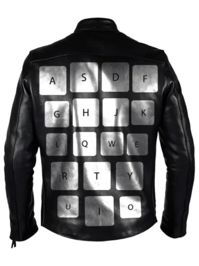 Keyboard Style Black Leather Jacket