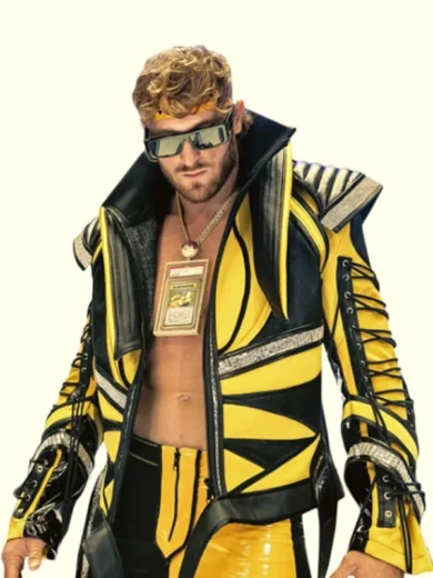 Logan Paul WrestleMania 38 Black and Yellow Leather Jacket