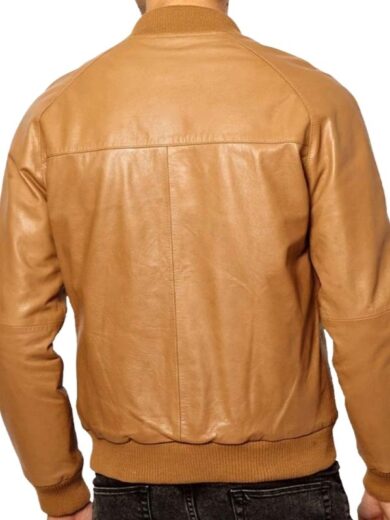 Men Casual Tan Brown Bomber Jacket