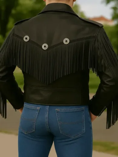 Men’s Biker Fringed Leather Jacket