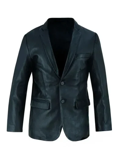 Mens-Black-Luxurious-Leather-Blazer