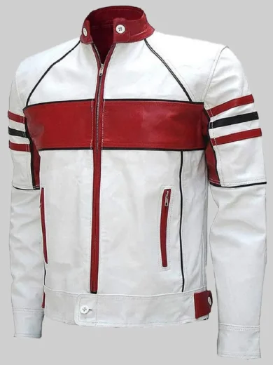 Men’s Red & White Cafe Racer Jacket