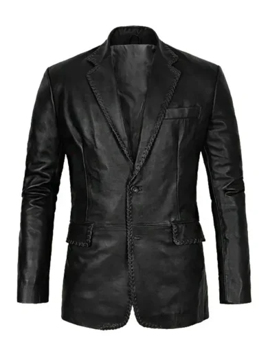 Mens-Sleek-Black-Leather-Blazer