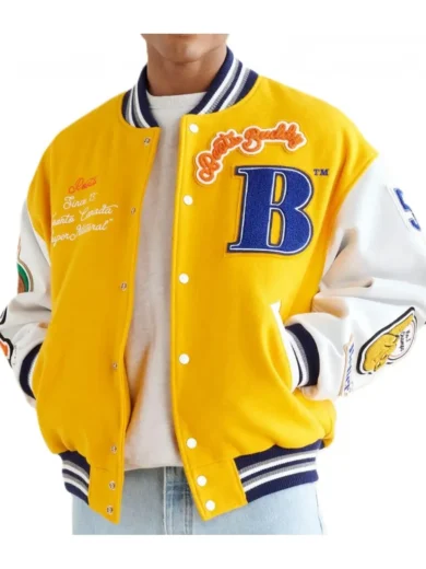 Better Gift Shop Buddy Yellow and White Varsity Jacket