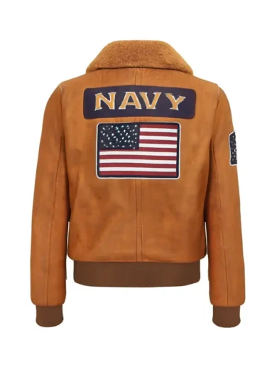 Vintage Leather Bomber Sherpa And Patches back