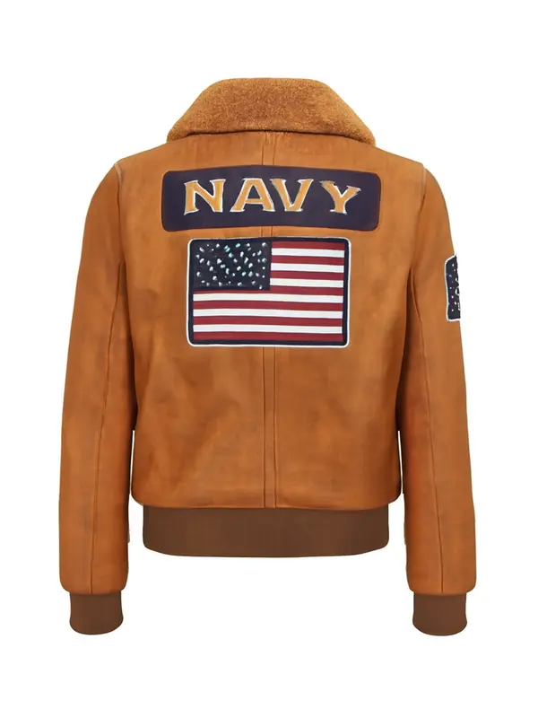 Vintage Leather Bomber Sherpa And Patches back