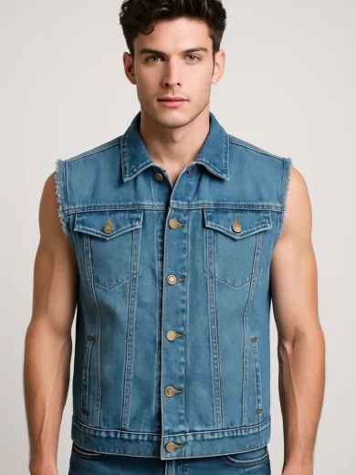 WWE Triple H Denim Leather Jacket