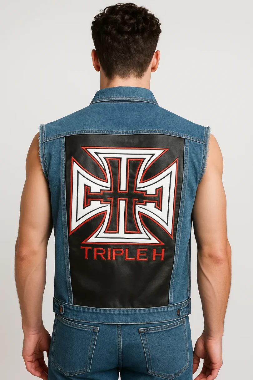 WWE Triple H Denim Leather Jacket - Image 2