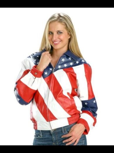 Womens American Flag Leather Jacket