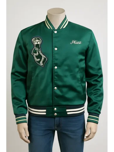 Seth Rogen Platonic 2023 Green Varsity Jacket front