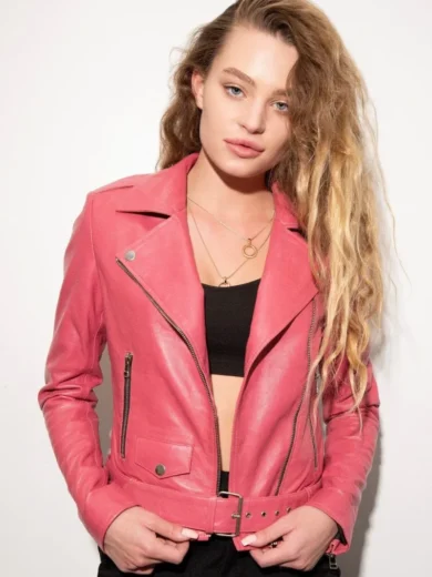 Womens Barbie Doll Pink Leather Jacket