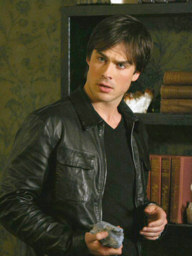 Damon Salvatore black Leather Jacket