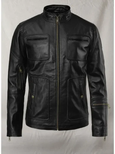 Star Trek black Leather Jacket front