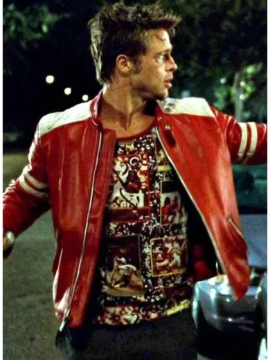 Fight Club red Leather Jacket