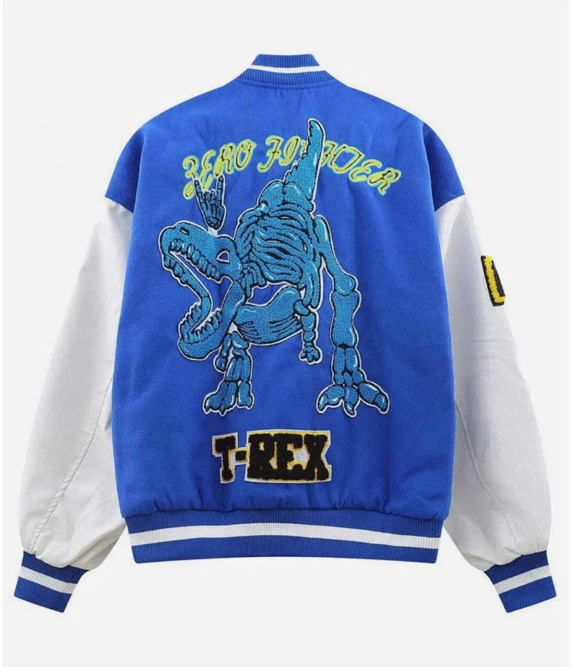 Zero Fighter Dinosaur Skeleton T-Rex Letterman Jacket