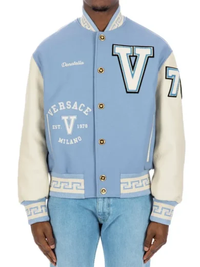 V Felted-Wool and Leather Varsity Jacket
