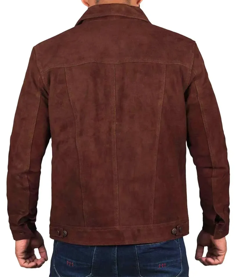Men's Dark Brown Trucker Suede Jacket
