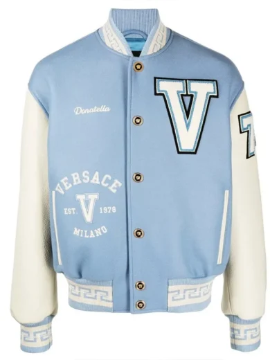 V Felted-Wool and Leather Varsity Jacket