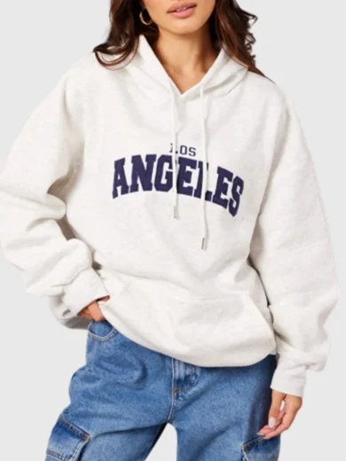 Oversized Grey Graphic Pullover Hoodie