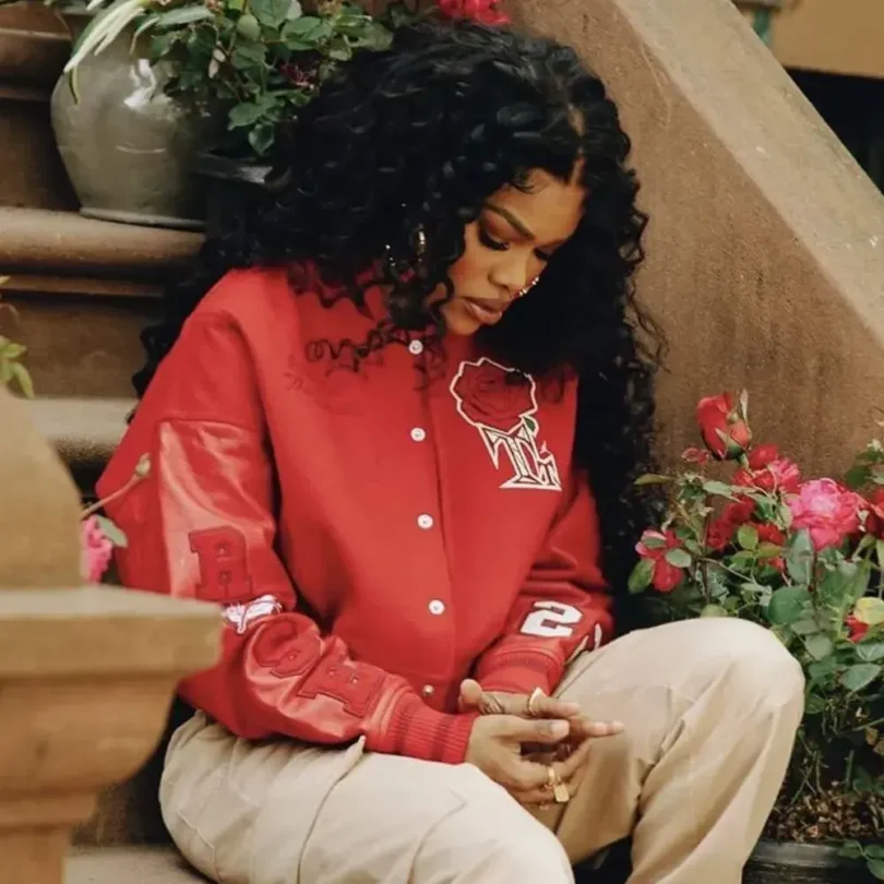 Teyana Taylor Rose Red Varsity Jacket