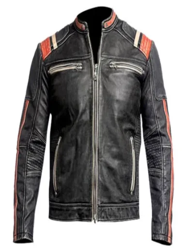 Men’s Black Vintage Skull Design Leather Jacket