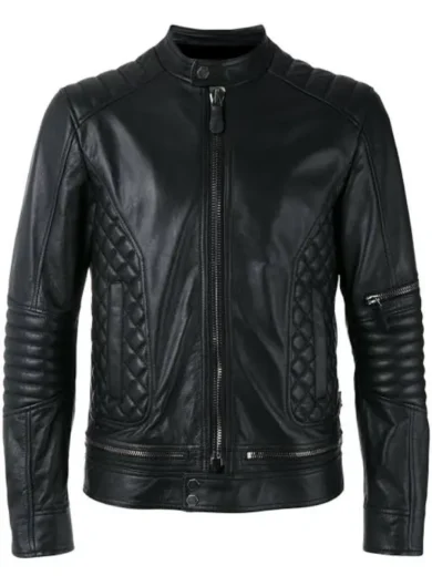 Voguish Bone & Skull Black Leather Jacket For Men