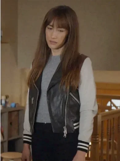 Pivoting Maggie Q Leather Jacket