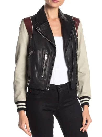 Pivoting Maggie Q Leather Jacket