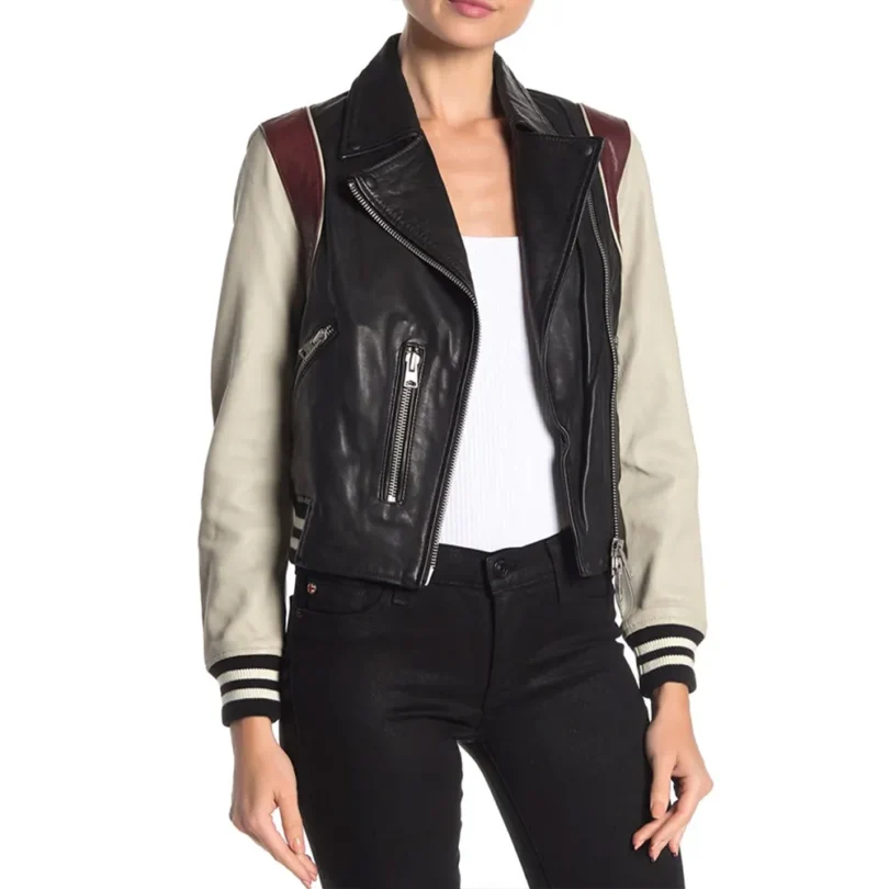Pivoting Maggie Q Leather Jacket